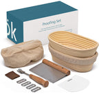 Banneton Bread Proofing Basket, Kook, Sourdough Proofing Bread Basket, Bread Banneton Proofing, Artisan Sourdough Making Baskets, 9 Inch Rattan Baskets and Cloth Liners, Set of 2, Round