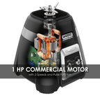 Блендер Waring Commercial BB300 Blade 1 HP з тумблерним керуванням та функцією імпульсного режиму, контейнер для штабелювання з кополіестеру без бісфенолу А об'ємом 48 унцій, 120 В, 5-15-фазна вилка, чорний колір