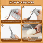Bread Lame Dough Scoring Tool – Multi-Purpose Scoring Knife, Folding Bread Scorer Tool for Sourdough & Bread Baking with 10 Bread Razor Blades （Grey）