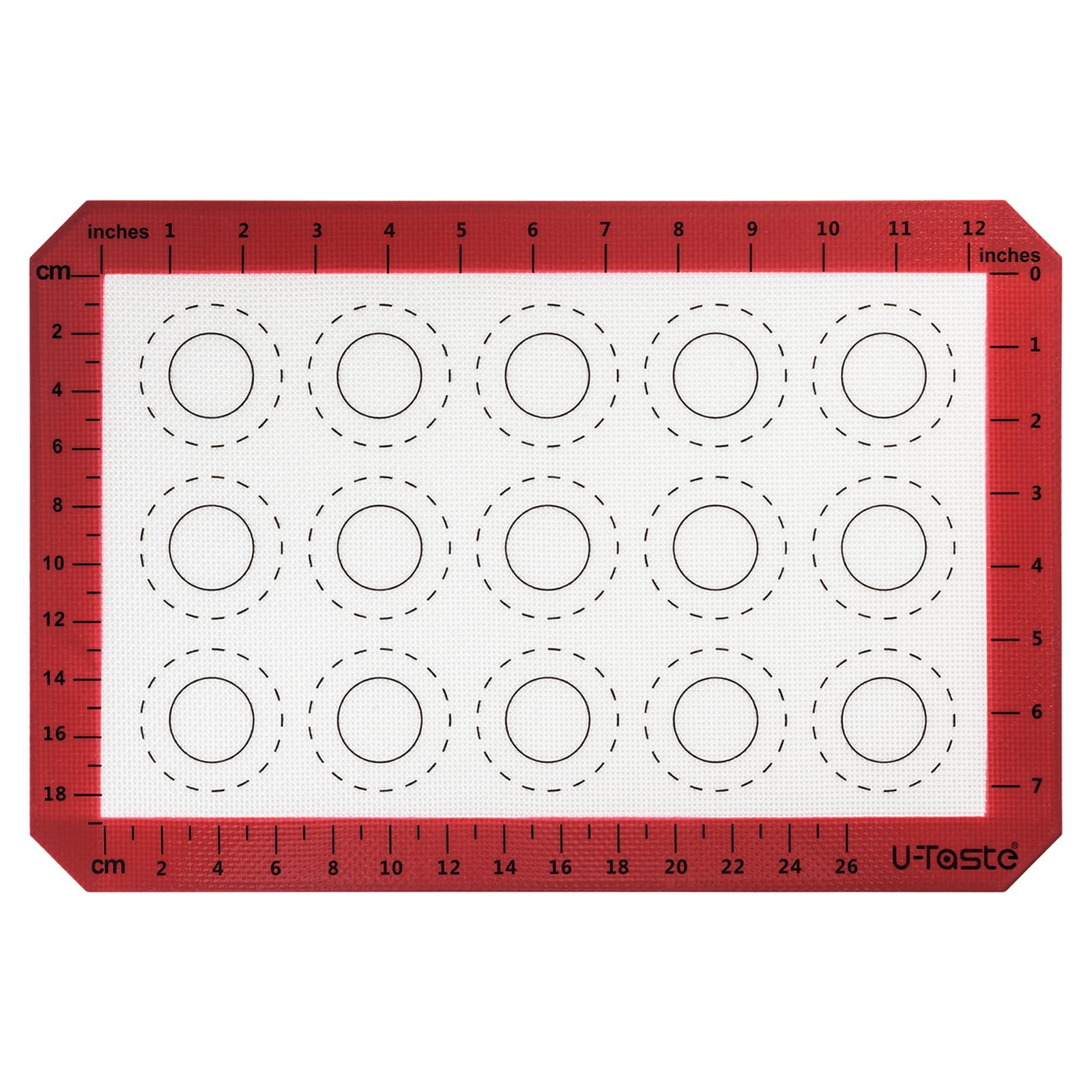 U-Taste 446ºF Heat Resistant Macaron Silicone Baking Mat, Non Stick Reusable Cookies Pastry Sheet Liner with Edge Enhancement Circle Measurement (Half/Jelly Roll/Quarter Sheets Size, Aqua Sky)