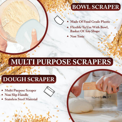 Banneton Bread Proofing Basket Set of 2-9" Round & 10" Oval - Rattan Sourdough Proofing Baskets and Sourdough Bread Baking Supplies for home bakers.