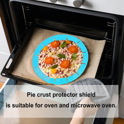 Adjustable Silicone Pie Crust Shields, Baking Protectors Cover Ring Fits 8-11.4 Inch Pies, Pie Crust Protector Cover Kitchen Tool for Baking Pie Pizza (A-A)