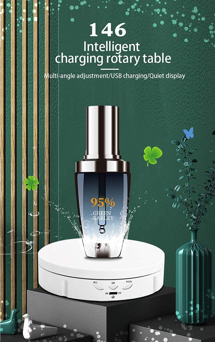 JAYEGT Motorized Rotating Display Stand, 5.74inch /22LB Load, 360 Degree Electronic Turntable Display Stand for Photography Products Shows, Jewelry, Watch, 3D Models, Cake, White