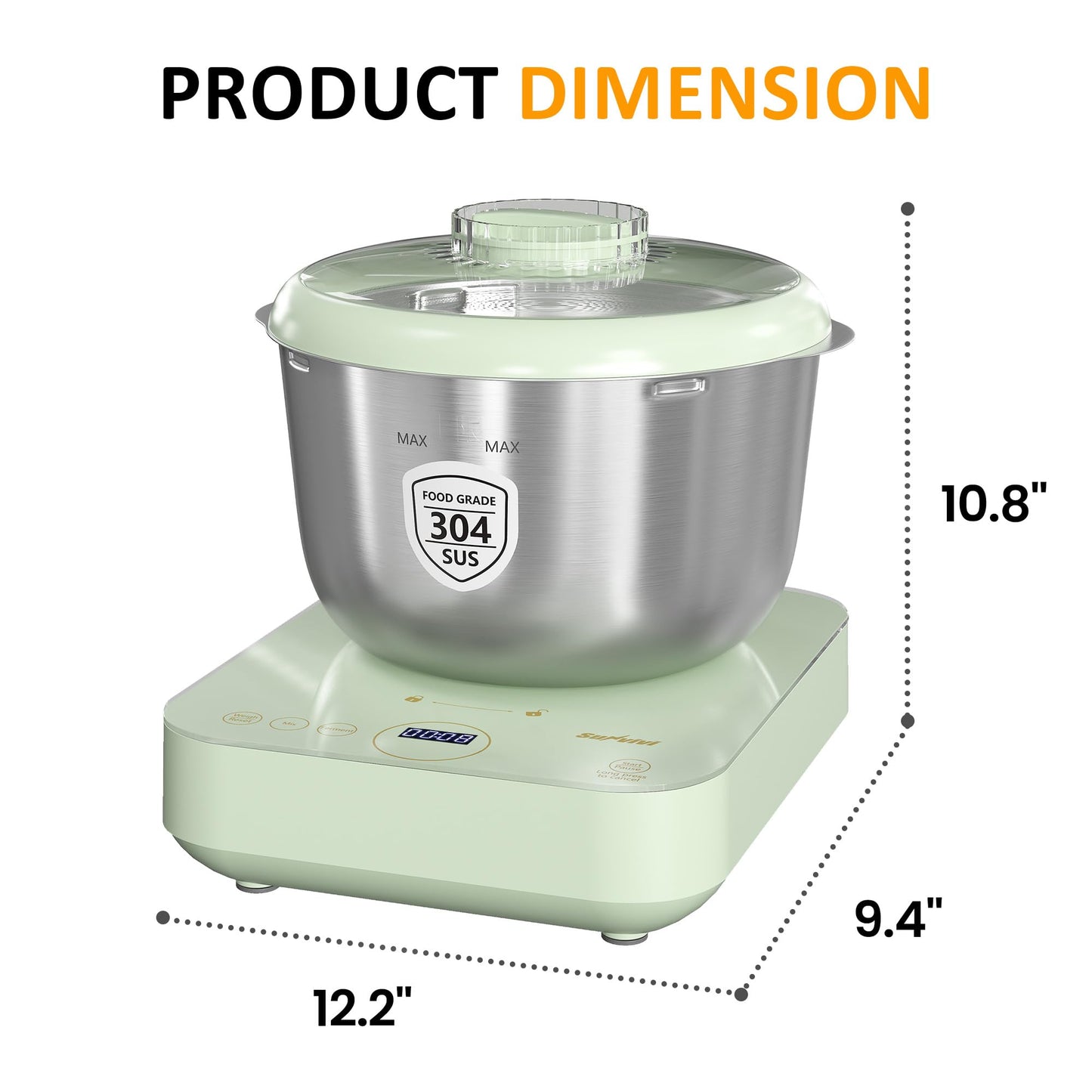 Electric Dough Maker with Ferment Function, Large Capacity Dough Mixer with Weighing Function, Household Dough Maker Kitchen Flour Kneading Machine, 5.2QT, Face-up Touch Panel