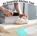 Bench Scraper, Premium Stainless Steel Dough Scraper with 2 PCS Flexible Bowl Scraper, Dough Cutter with Measuring Scale, Versatile Kitchen Scraper Set for Pastry Bread Pizza Cake