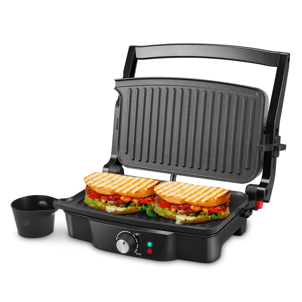 Panini Maker, iSiLER 2 Slice Panini Press Grill, Electric Sandwich Maker Non-Stick Coated Plates, Opens 180 Degrees for Cooking Breakfast Snacks