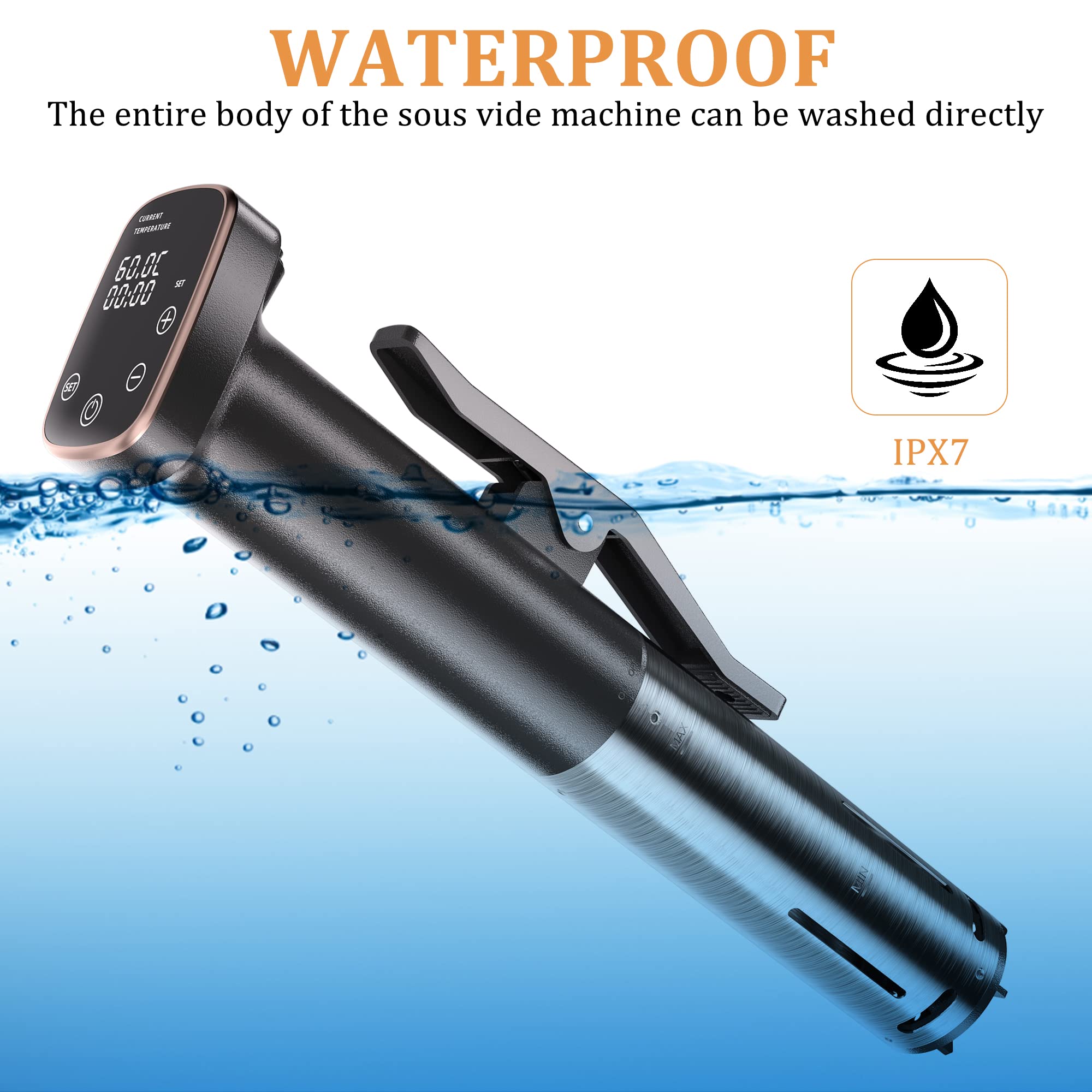 Sixfivsevn Sous Vide Cooker, Sous Vide Machine 1100 W, Immersion Circulator Precisional Cooker with Touch Control, Accurate Temperature, Ultra-quiet, IPX7 Waterproof, Fast Heating and Time Control
