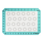 U-Taste 446ºF Heat Resistant Macaron Silicone Baking Mat, Non Stick Reusable Cookies Pastry Sheet Liner with Edge Enhancement Circle Measurement (Half/Jelly Roll/Quarter Sheets Size, Aqua Sky)