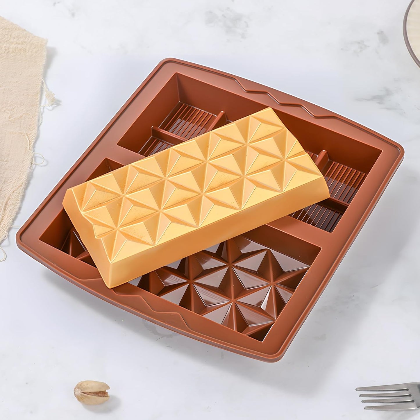 1 Inch Chocolate Bar Mold Deep Dubai Stuffed Chocolate Molds Silicone Large Break Apart Silicone Molds (Mix,2 Pcs）