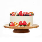 12" Acacia Wood Revolving Cake Stand, 2" High Rotating Cake Turntable, Wooden Rotating Display Stand for Cake, Cupcake Decorating Supplies
