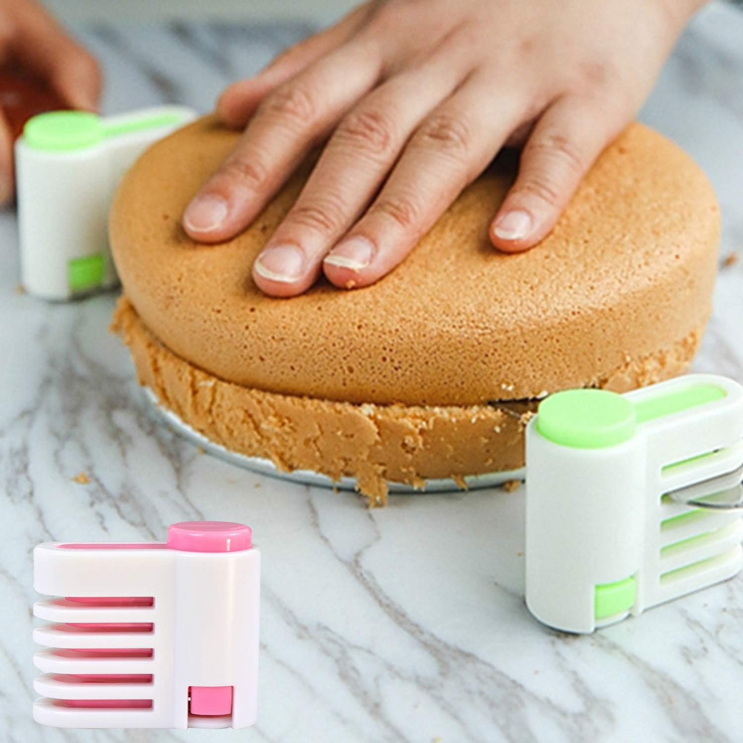 AUEAR, 2 Sets DIY Cake Leveler Slicer Adjustable Bread Cutter 5 Layers for Toast Kitchen Fixator Tool