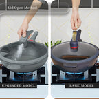 TIBORANG Nonstick 8 in 1 Multipurpose Woks and Stir Fry Pans,12.6 Inch 6L Heat Indicator Diecast Aluminum Titanium Coating Chinese Wok Pan with Lid, Silicone Spatula,Steamed Grid (Steel Grey)…