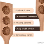 Wooden Cookie Molds for Baking - Moon Cake Molder Cookie Stamps Chinese Mooncake Mold - 3 Wooden Flowers Cookie Stamp Baking Moon Cake Mold for Muffin, Chocolate Mold Pie Stamps Dough Butter