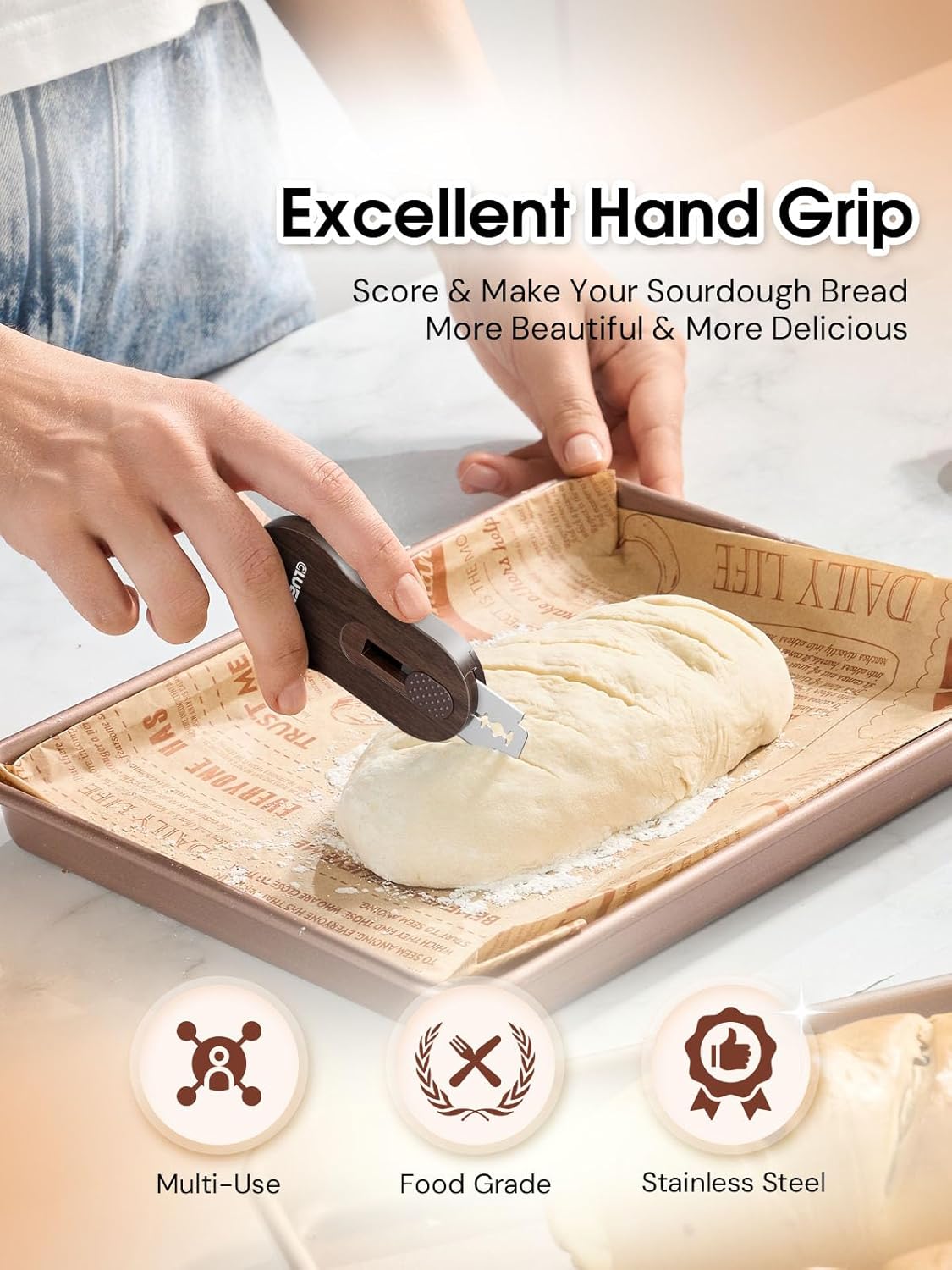 Bread Lame | Sourdough Scoring Tool | Bread Scoring Tool | Lame Bread Tool | Sourdough Tools Includes 5 Bread Razor Blades, Extractable & Magnetic Scoring Knife for Bread Baking