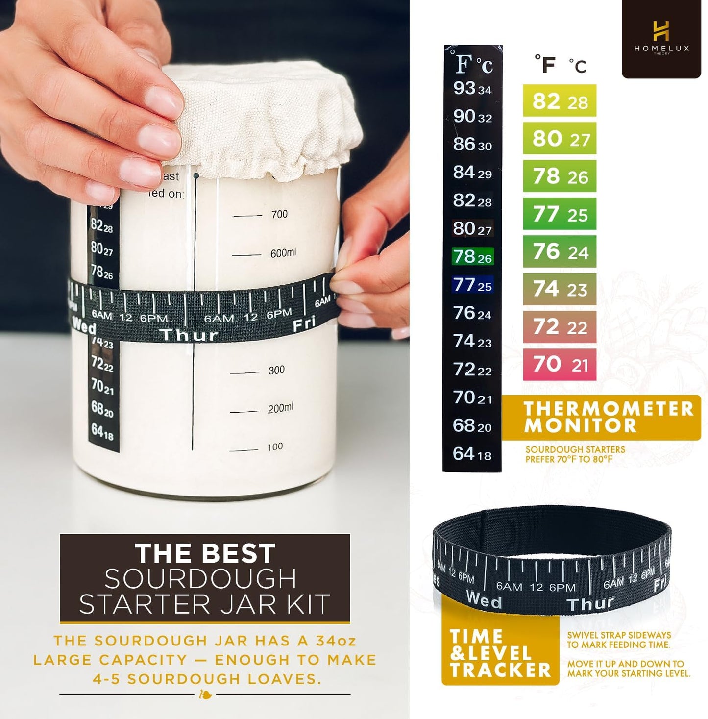 Sourdough Starter Kit, Silicone Banneton Bread Proofing Basket Set, Sourdough Bread Baking Supplies, Bread Making Kit for Sourdough Proofing with Bread Baking Bowl for Artisan Breads (Yellow)