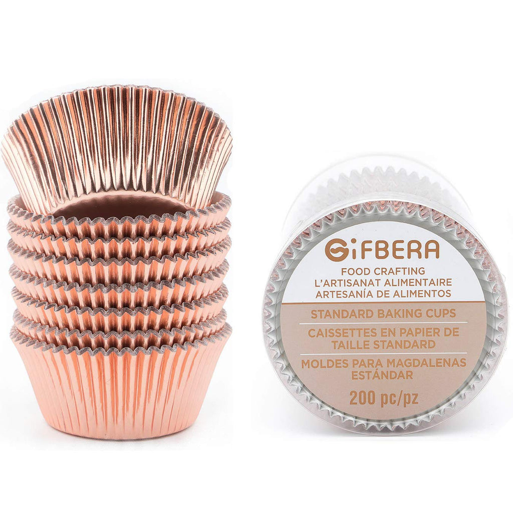 Gifbera White Metallic Foil Cupcake Liners Standard Size Baking Cups, 200-Count
