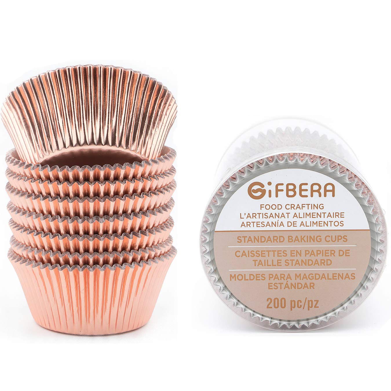 Gifbera White Metallic Foil Cupcake Liners Standard Size Baking Cups, 200-Count