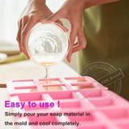 Walfos Silicone Soap Molds Set of 3, 6 Cavities Rectangle Silicone Soap Molds for Homemade Craft Soap Mold, Cake,Chocolate ＆ Ice Cube Tray（Blue & Purple ＆ Pink）