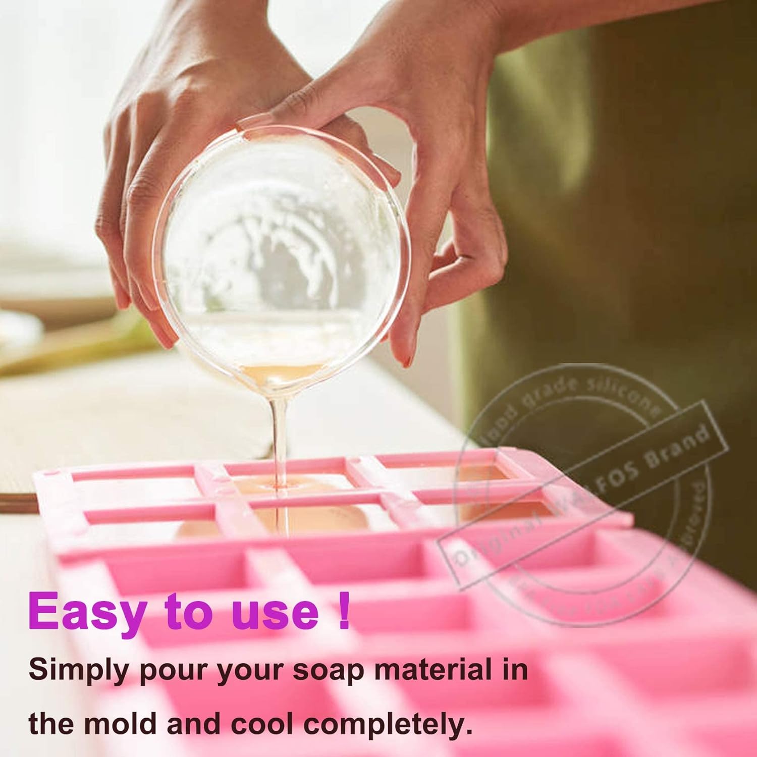 Walfos Silicone Soap Molds Set of 3, 6 Cavities Rectangle Silicone Soap Molds for Homemade Craft Soap Mold, Cake,Chocolate ＆ Ice Cube Tray（Blue & Purple ＆ Pink）