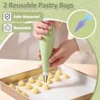 FANTEXY 33-Pieces Piping Bags and Tips Set, Reusable Cake Decorating Kit with 2 Pastry Bags, 24 icing tips, 2 Couplers, 2 Silicone Rings and 3 Scrapers, Cupcake Frosting Piping kit