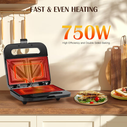 Aigostar Sandwich Maker with Super Nonstick Ceramic Plates, Panini Press Sandwich Toaster Breakfast Electric Grilled Cheese Maker Machine Tuna Melt Omelets Snacks, Tostadora de Pan Stainless Steel