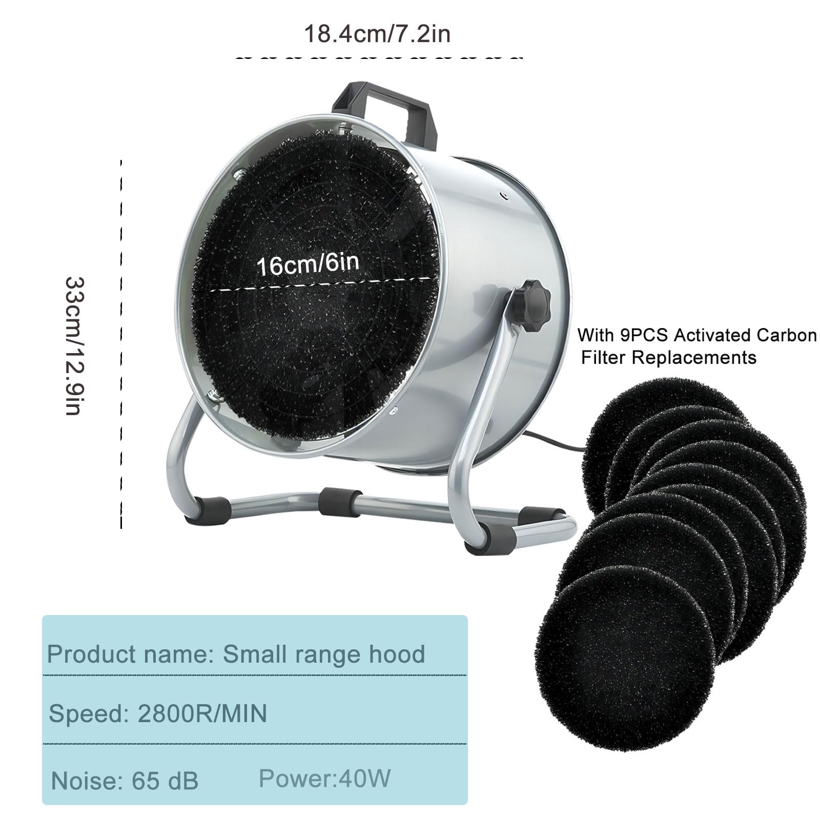 Portable Range Hood,Portable Range Hood For Cooking,Strong Wind Desktop Range Hoods With 9 Activated Carbon Filter Replacements,Portable Exhaust Fan For Indoor BBQ, Hot Pot And RV Kitchens