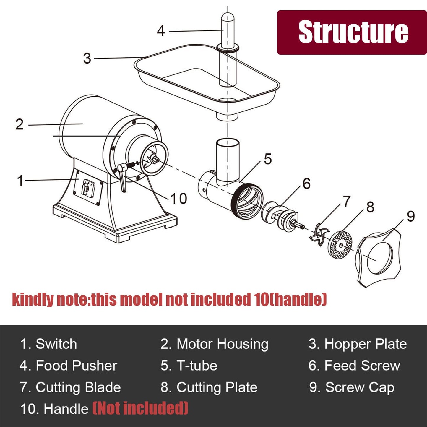 Commercial Meat Grinder,550Lb/H 1100W Heavy Duty Stainless Steel Electric Food Grinder Meat Mincer,Industrial Sausage Stuffer Maker with 2 Blades, Grinding Plates,Sausage Stuffing Tubes