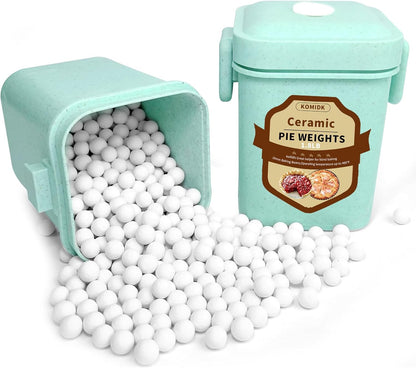 KOMIDK 1.8LB Baking Pie Crust Weights, White, Ceramic, Round