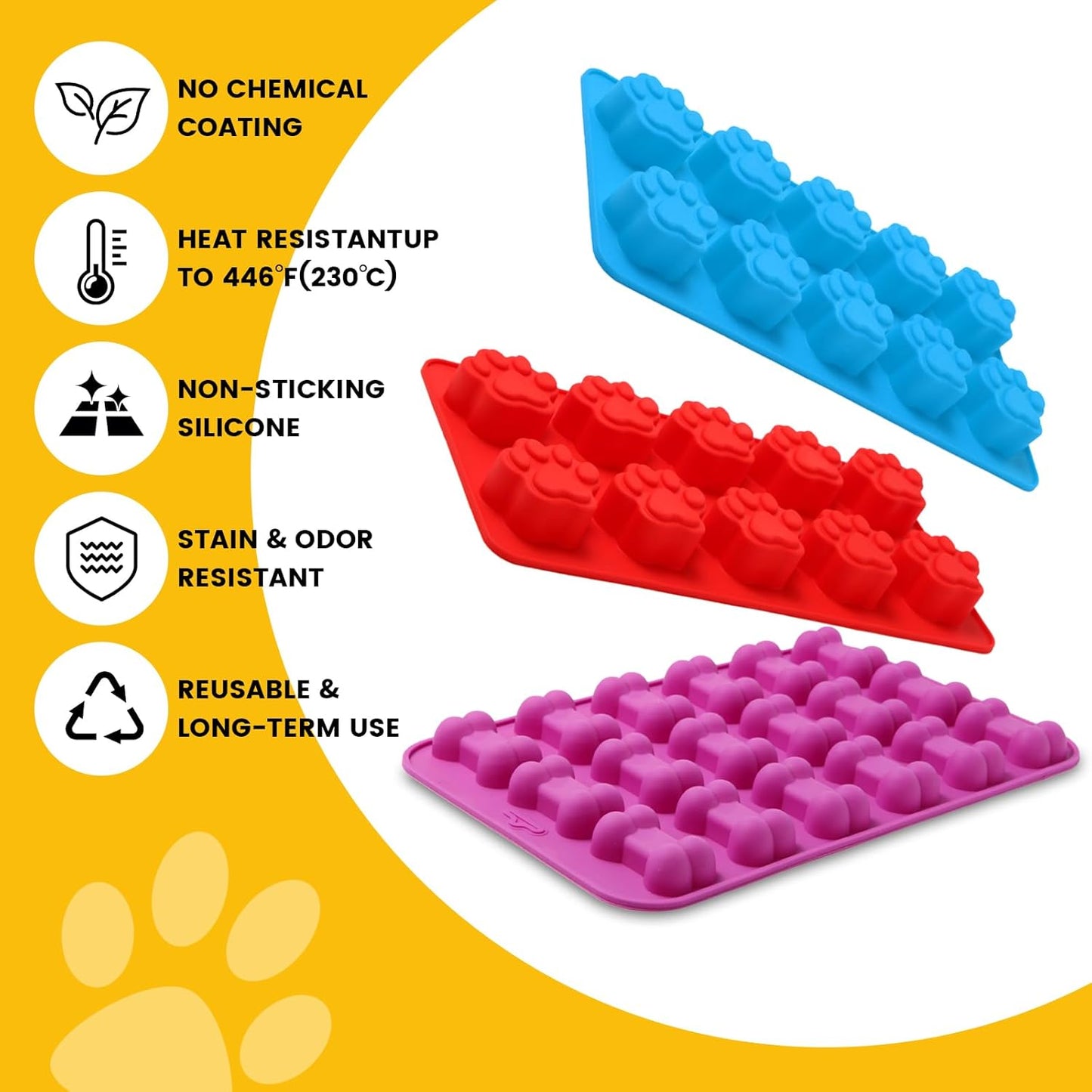 6PCS Silicone Molds Puppy Dog Paw and Bone, Elegant Chocolate Molds for Baking, Non-Stick gummy molds, Dog Treat Molds, Used for Chocolate, Candy,Pudding, Jelly,Ice Cube,Biscuits,Dog Treat by AOULELA