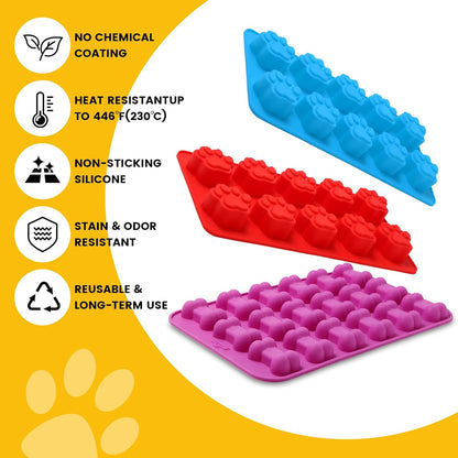 6PCS Silicone Molds Puppy Dog Paw and Bone, Elegant Chocolate Molds for Baking, Non-Stick gummy molds, Dog Treat Molds, Used for Chocolate, Candy,Pudding, Jelly,Ice Cube,Biscuits,Dog Treat by AOULELA