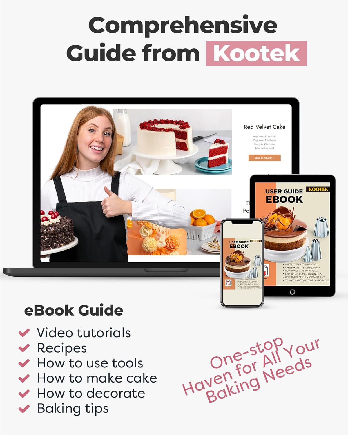 Kootek 230PCs Cake Decorating Kits, Baking Supplies Tools with Cake Stand Turntable, Piping Bags and Tips, Cake Leveler, Frosting Icing Spatulas & More Accessories for Cake Cupcake Decorations