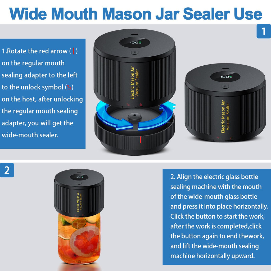 Zestaw do zgrzewania próżniowego słoików Mason LOVE MOMENT Electric Mason Jar do słoików Mason o szerokim i regularnym otworze