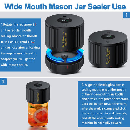 LOVE MOMENT Electric Mason Jar Vacuum Sealer Kit for Wide Mouth and Regular Mouth Mason Jars