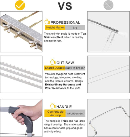 Adjustable Cake Slicer, Stainless Steel 3- Wires Cake Cutter and Leveler Layer Cakes Baking Tool for 20in Cake 20.5x8.7in