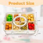 Divided Serving Tray with Lid and Handle,8 Compartments Snacks Box,Snack Fruit and Veggie Tray,Portable Platter for Candy Fruits Nuts Snack Party Entertaining Picnic (1 PCS)
