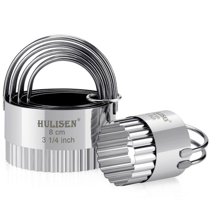 HULISEN Biscuit Cutter Set (5 Pieces/Set), Round Cookies Cutter with Handle, Professional Baking Dough Tools, Gift Package