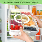 Divided Serving Tray with Lid and Handle - 8 Compartment Snackle Box Charcuterie Container，Portable Snack Box for Travel,Party,Picnic,Beach - Clear Food Organizer for Candy, Fruits, veggie, Snack