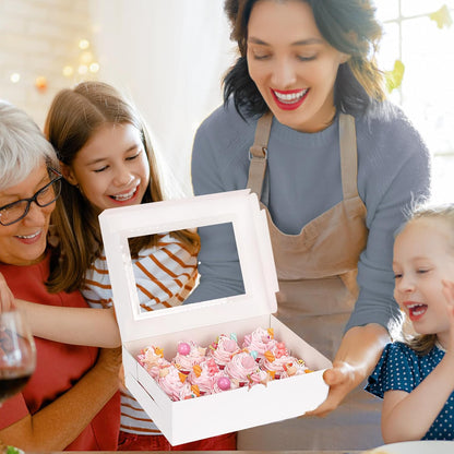 Moretoes 15 Sets Cupcake Boxes, 12 Count Cupcake Containers, 13x10x3.5 Inches Bakery Boxes with Window and Inserts to Fit Muffins, for Birthday Holiday Party Bakery Supplies