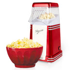 Nostalgia Hot-Air Elektryczna Maszyna Do Popcornu, 8 Kubków, Zdrowy Popcorn Bez Oleju z Miarką, Retro Czerwony