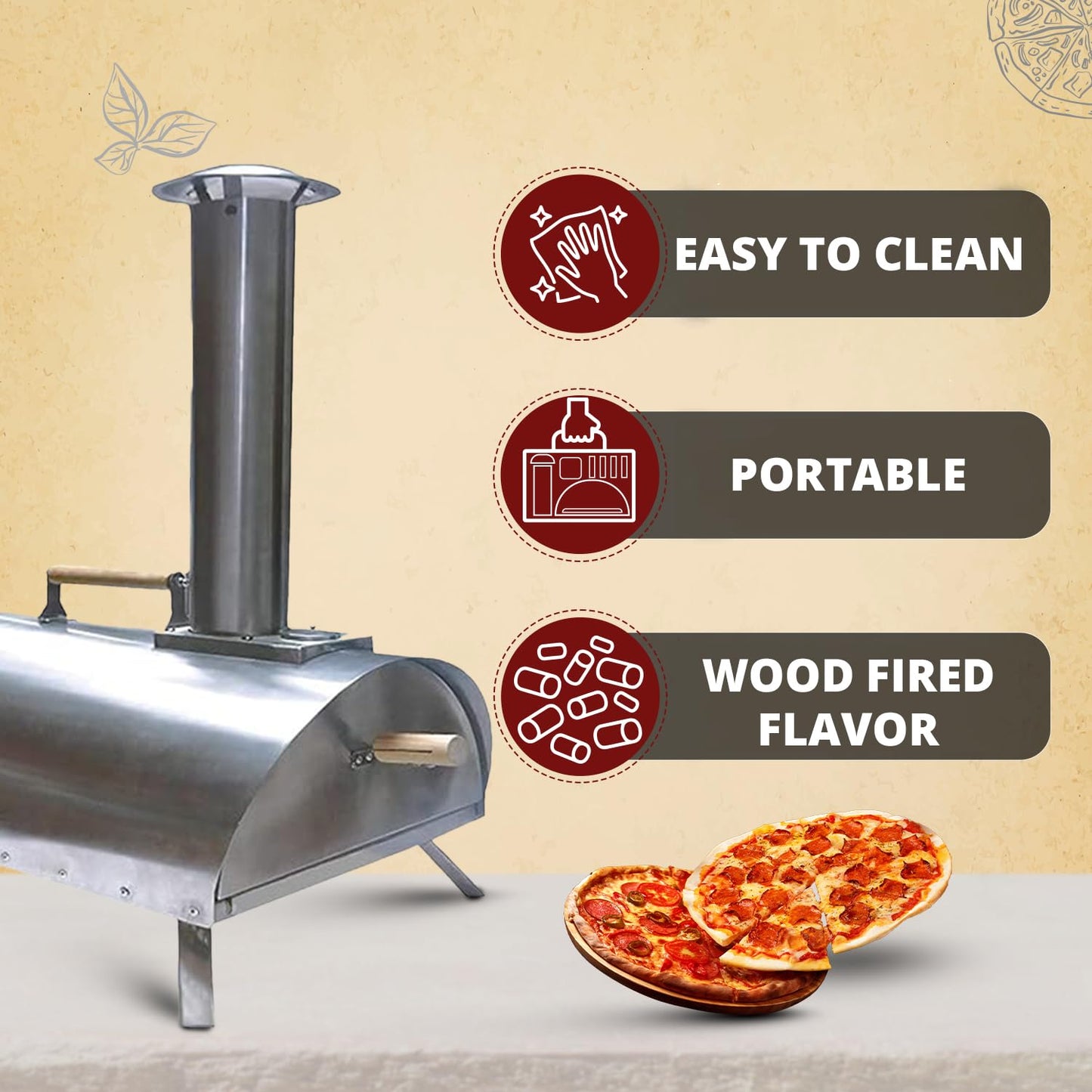 Outdoor Pellet Pizza Oven - Original Pellethead PoBoy Wood Fired Portable Oven with Pizza Peel, Blower, 13" Stone Accessories Kit