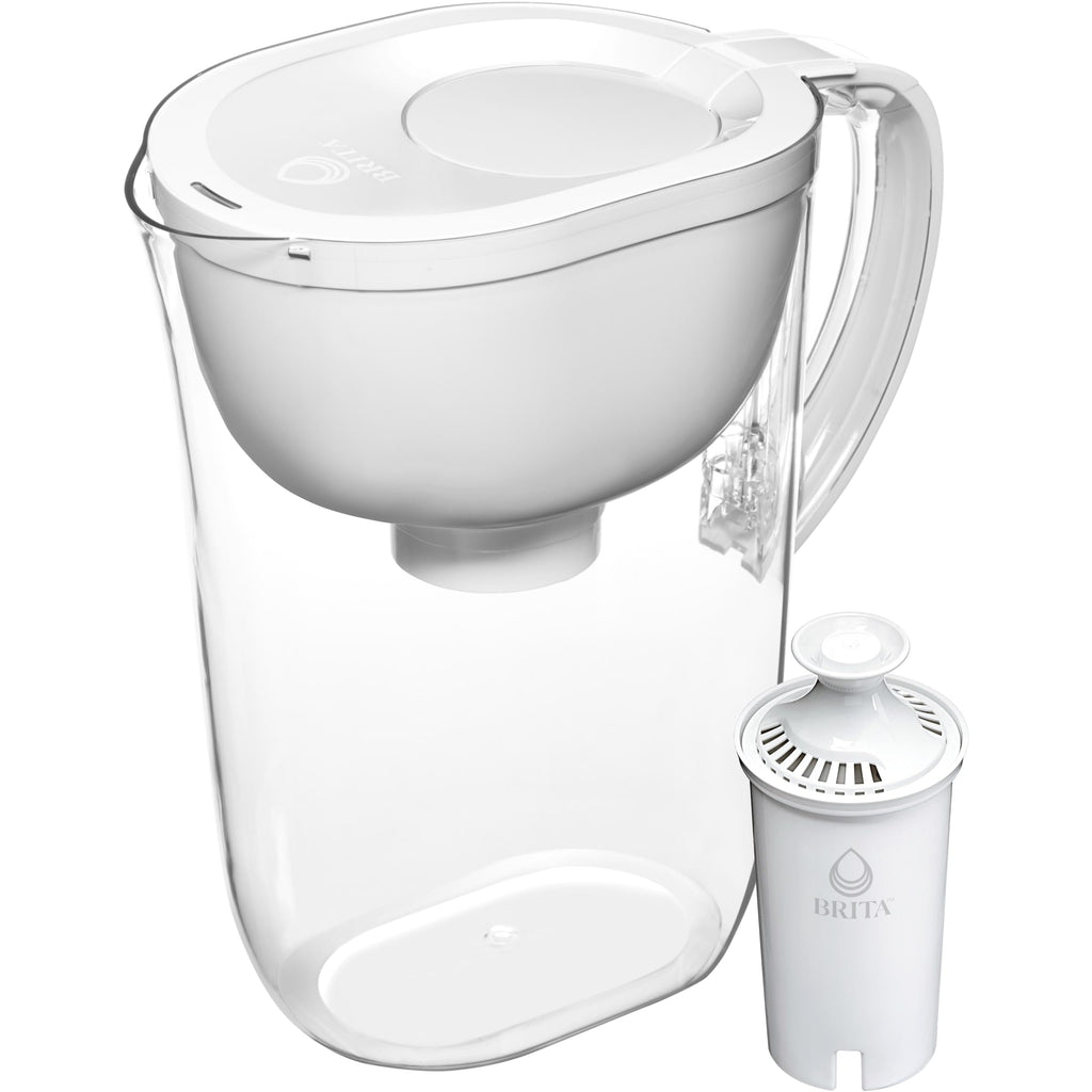 Dzbanek filtrujący do wody Brita Everyday Standard z wskaźnikiem wymiany filtra SmartLight, redukuje zanieczyszczenia miedzią, kadmem i rtęcią, zawiera 1 filtr, bez BPA, wystarcza na 2 miesiące, 10 filiżanek, biały
