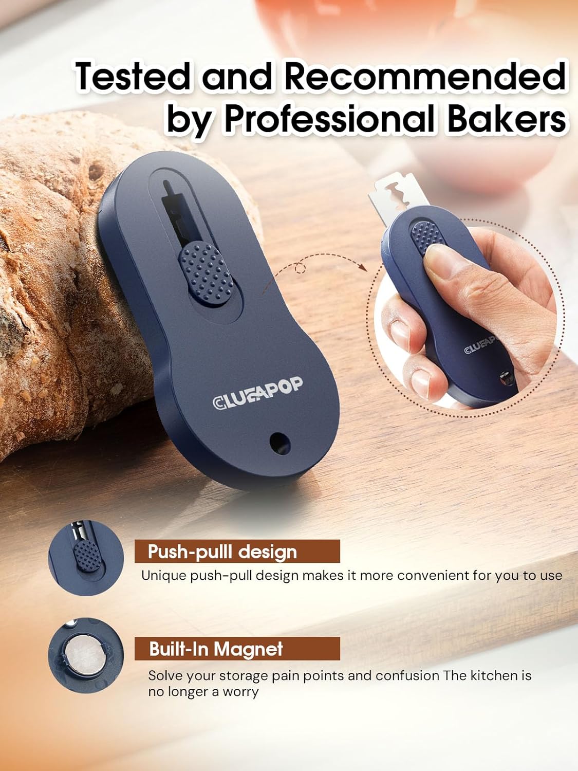 Extractable & Magnetic Bread Lame Dough Scoring Tool,Sourdough Scoring Tools,Bread Dough Cutter Slashing Razor Tool,5 Razor Blades,Bread Baking & Making Tools Supplies Accessories