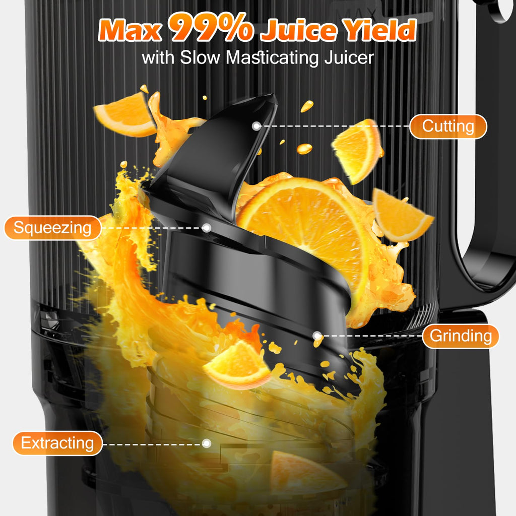 Juicer Machines with 6.1" Extra Large Feed Chute, Cold Press Juicer For Whole Vegetables and Fruits, 350W Professional Masticating juicer Easy to Clean for Batch Juicing (Titanium Gray)