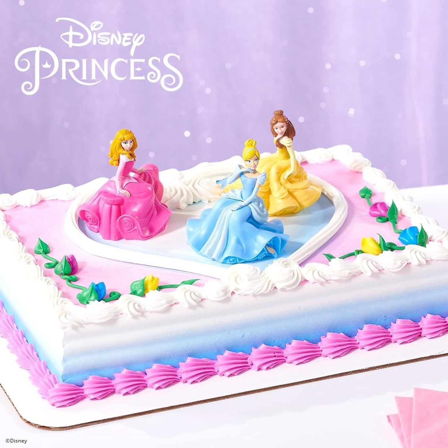 DecoSet® Disney Princess Once Upon a Moment Cake Topper, 3-Pc Decorations Set with Aurora, Belle, and Cinderella Collectible Figure for Hours of Fun After the Party