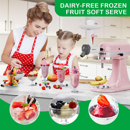 Dairy-Free Ice Cream Maker Attachment for KitchenAid Stand Mixer, Natural Fruit Desserts Maker, Frozen Yogurt Maker, Dishwasher-Safe Sorbet Maker, Frozen Fruit Soft Serve Maker by OTOmitra