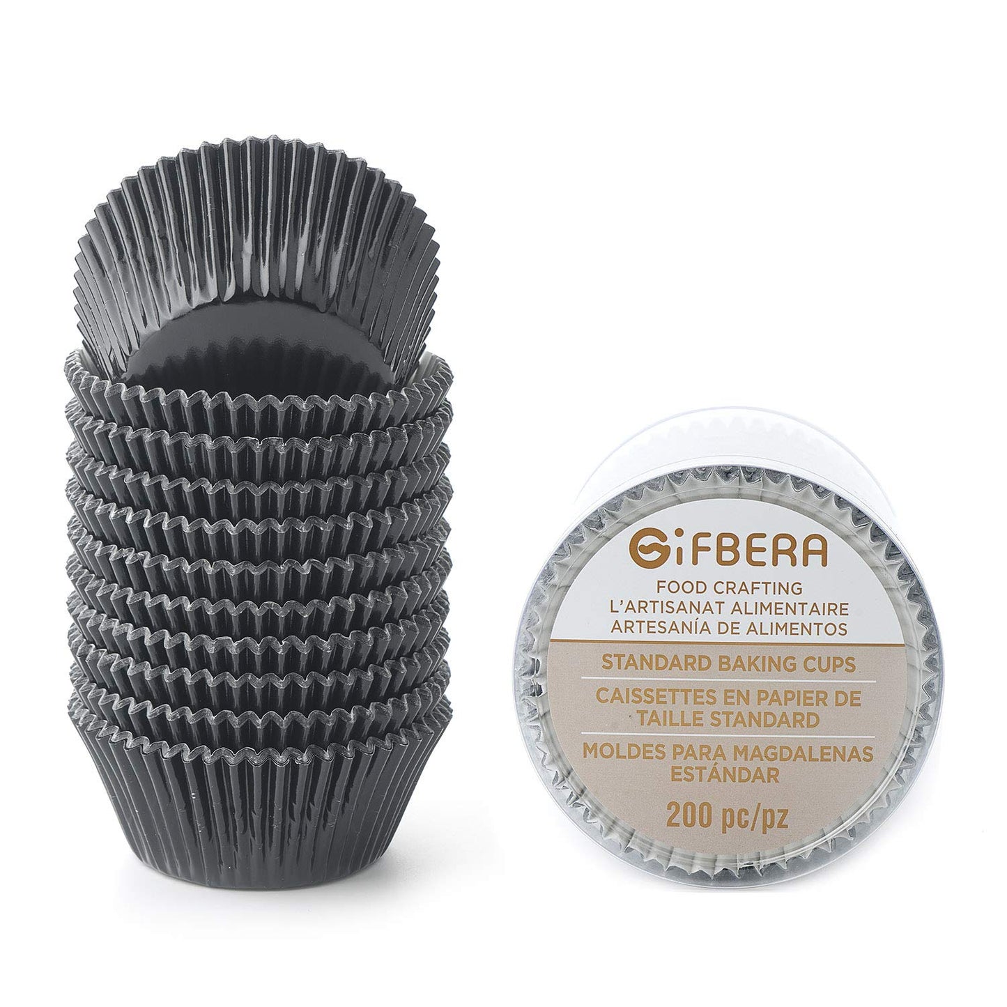 Gifbera White Metallic Foil Cupcake Liners Standard Size Baking Cups, 200-Count