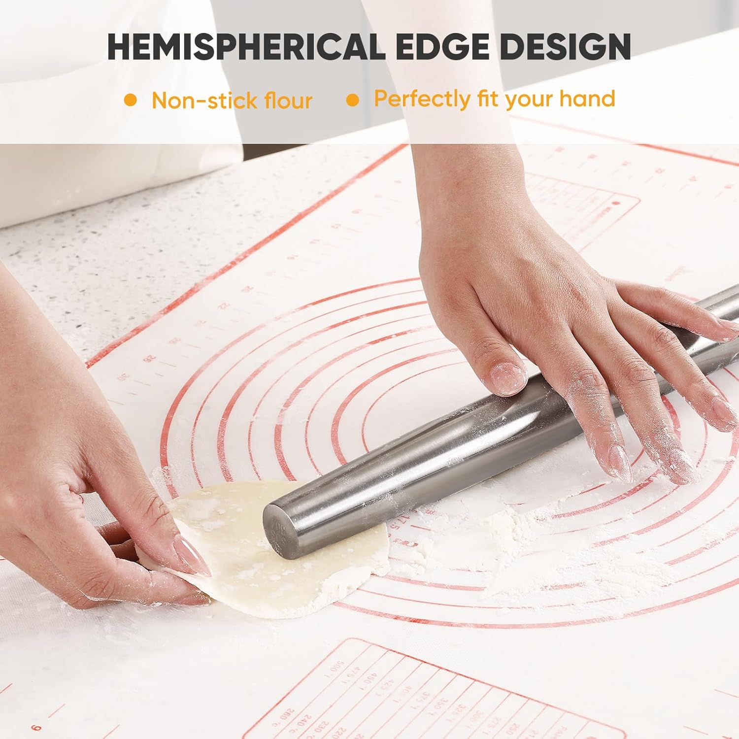 Smooth Stainless Steel Rolling Pin for Baking Fondant, Pizza, Pie, Pastry, Pasta, Dough, Cookies (12.8in)