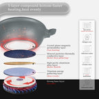 TIBORANG Nonstick 8 in 1 Multipurpose Woks and Stir Fry Pans,12.6 Inch 6L Heat Indicator Diecast Aluminum Titanium Coating Chinese Wok Pan with Lid, Silicone Spatula,Steamed Grid (Steel Grey)…