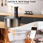 Машина BLITZHOME Sous Vide, додаток WiFi у комплекті, плита Sous Vide потужністю 1100 Вт з точною температурою та таймером, надтихий прецизійний циркуляційний пристрій з нержавіючої сталі, кухонні гаджети з рецептами