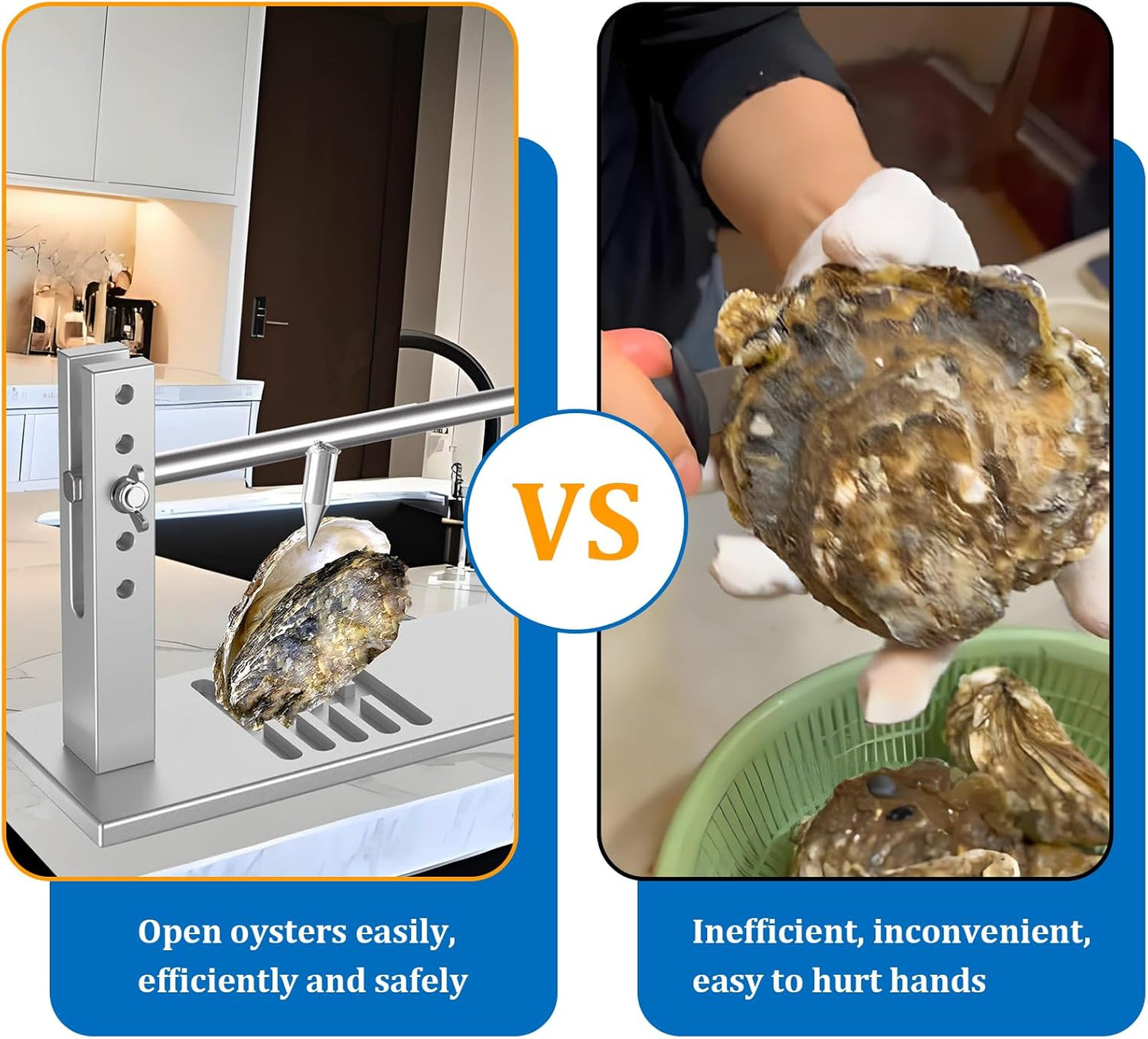 Oyster Shucker Machine Oyster Clam Opener Machine Seafood Tool Set for Bar Restaurant Family Buffet Including Knives, Gloves and G-Clip